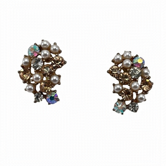 Paisley Pearl & AB Crystal Earrings - Picture 1 of 7